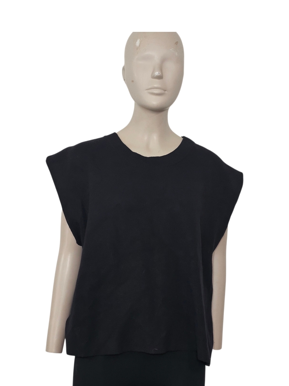 MAEVE BY ANTHROPOLOGIE Anthropologie Black Boxy Cap-Sleeve Tank